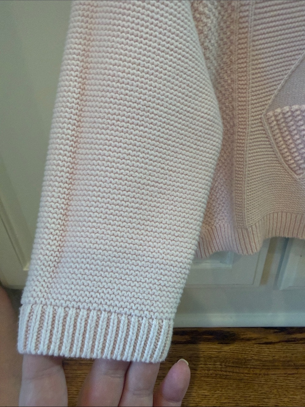 Soft Pale Pink Textured Crew Sweater - Picture 4 of 6